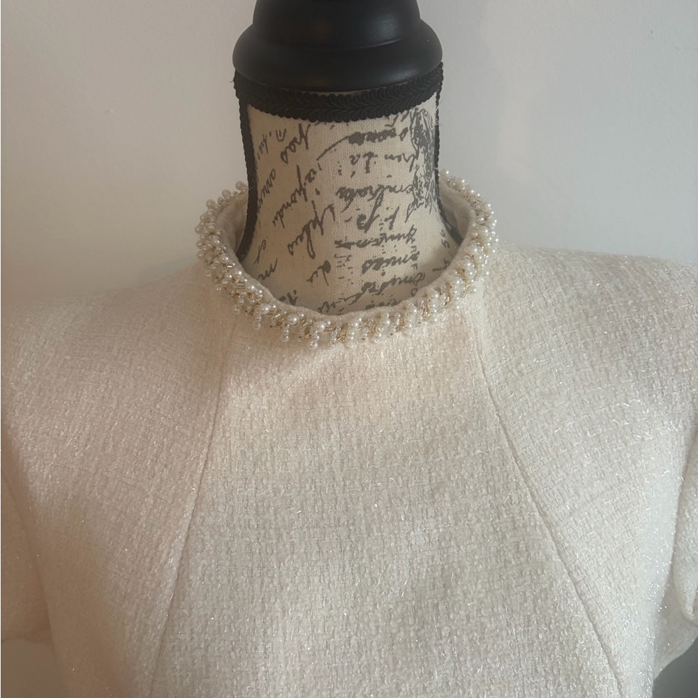 NADINE MERABI Elegant Cream Mini Dress - Picture 4 of 12
